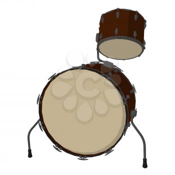 Royalty Free Clipart Image of a Woman With a Big Drum