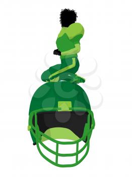 Royalty Free Clipart Image of a Female Football Player With a Helmet