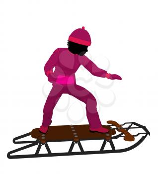 Royalty Free Clipart Image of a Girl With a Sled