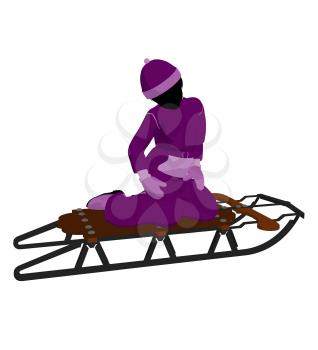 Royalty Free Clipart Image of a Girl and a Sled