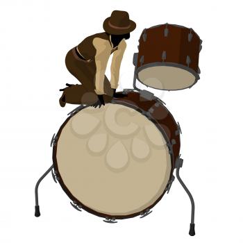 Royalty Free Clipart Image of a Woman With a Big Drum