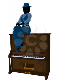 Royalty Free Clipart Image of a Woman With a Piano