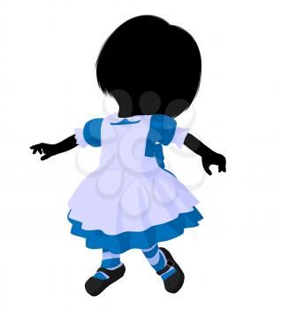 Royalty Free Clipart Image of a Little Girl in a Pinafore