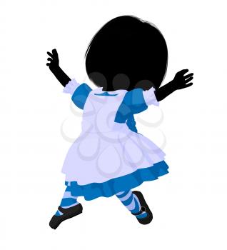 Royalty Free Clipart Image of a Little Girl in a Pinafore