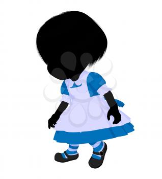 Royalty Free Clipart Image of a Little Girl in a Pinafore