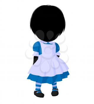 Royalty Free Clipart Image of a Little Girl in a Pinafore