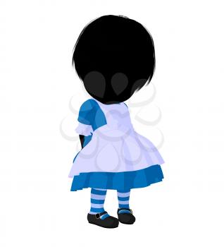 Royalty Free Clipart Image of a Little Girl in a Pinafore