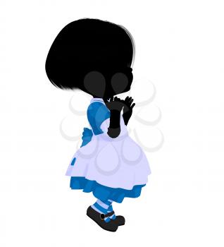 Royalty Free Clipart Image of a Little Girl in a Pinafore