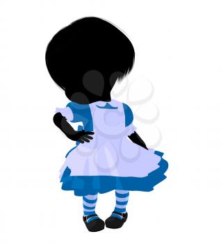 Royalty Free Clipart Image of a Little Girl in a Pinafore