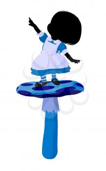 Little alice in wonderland illustration silhouette on a white background