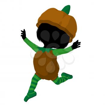 Royalty Free Clipart Image of a Girl in a Pumpkin Costume