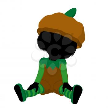 Royalty Free Clipart Image of a Girl in a Pumpkin Costume