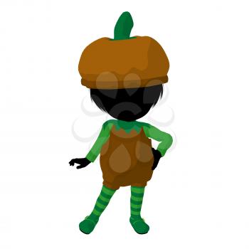 Royalty Free Clipart Image of a Girl in a Pumpkin Costume