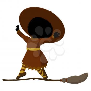 Royalty Free Clipart Image of a Witch on a Broom