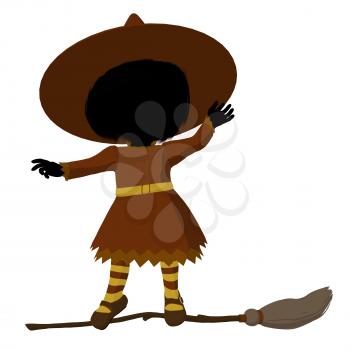 Royalty Free Clipart Image of a Witch on a Broom