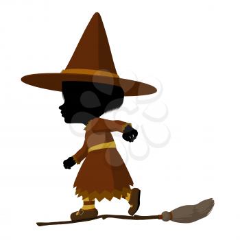 Royalty Free Clipart Image of a Witch on a Broom