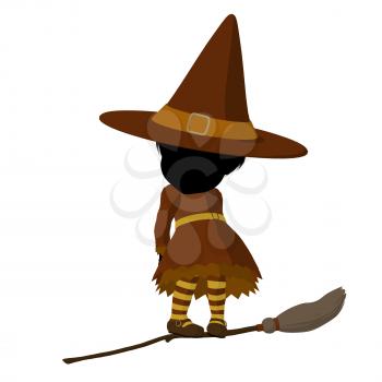 Royalty Free Clipart Image of a Witch on a Broom