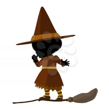 Royalty Free Clipart Image of a Witch on a Broom