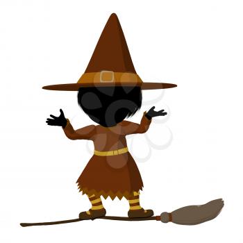 Royalty Free Clipart Image of a Witch on a Broom