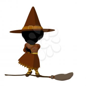 Royalty Free Clipart Image of a Witch on a Broom