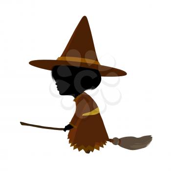 Royalty Free Clipart Image of a Witch on a Broom