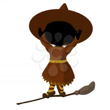 Royalty Free Clipart Image of a Witch on a Broom