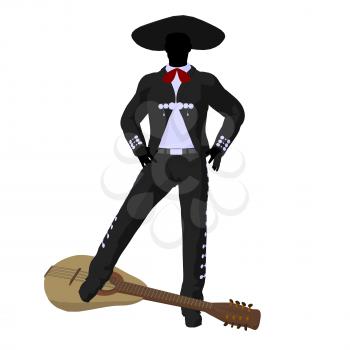 Royalty Free Clipart Image of a Mexican Man With a Guitar