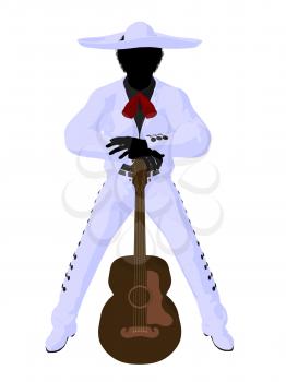 Royalty Free Clipart Image of a Mexican Man With a Guitar