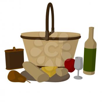 Picnic basket on a white background