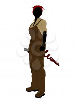 Royalty Free Clipart Image of a Female Mechanic