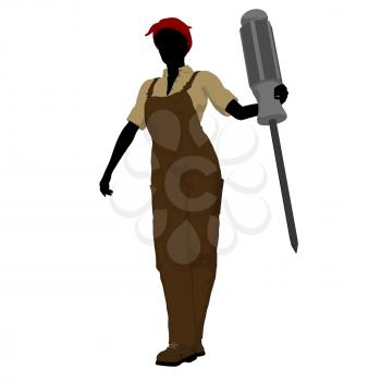 Royalty Free Clipart Image of a Female Mechanic With a Screwdriver