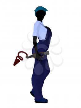 Royalty Free Clipart Image of a Female Mechanic