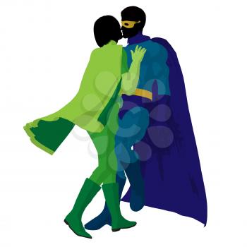 Royalty Free Clipart Image of a Superhero Couple