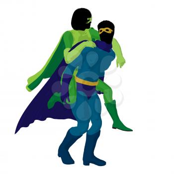 Royalty Free Clipart Image of a Superhero Couple