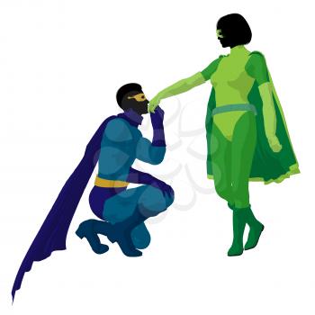 Royalty Free Clipart Image of a Superhero Couple