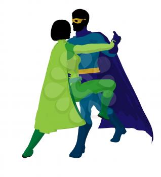 Royalty Free Clipart Image of a Superhero Couple