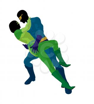 Royalty Free Clipart Image of a Superhero Couple