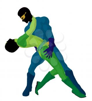 Royalty Free Clipart Image of a Superhero Couple