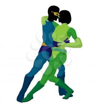 Royalty Free Clipart Image of a Superhero Couple