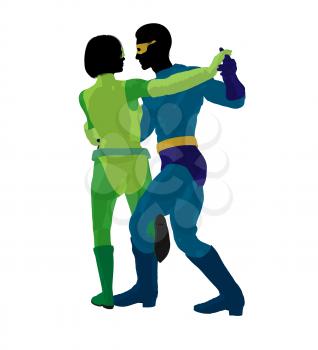 Royalty Free Clipart Image of a Superhero Couple