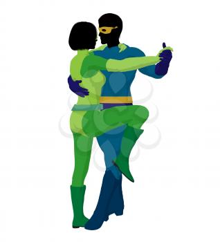 Royalty Free Clipart Image of a Superhero Couple