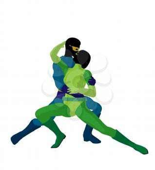 Royalty Free Clipart Image of a Superhero Couple