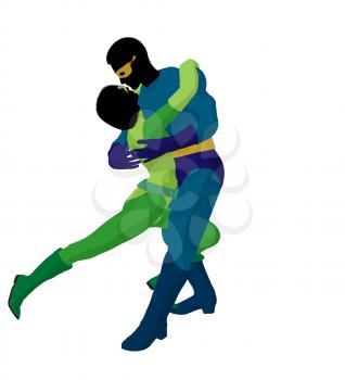 Royalty Free Clipart Image of a Superhero Couple