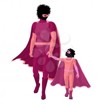 Royalty Free Clipart Image of Mother and Child Superheroes