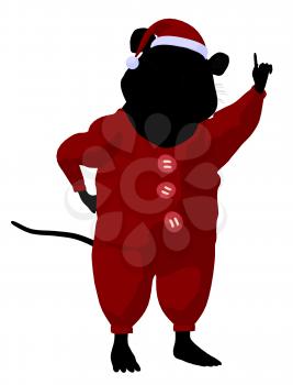 Royalty Free Clipart Image of a Mouse in Christmas Pyjamas