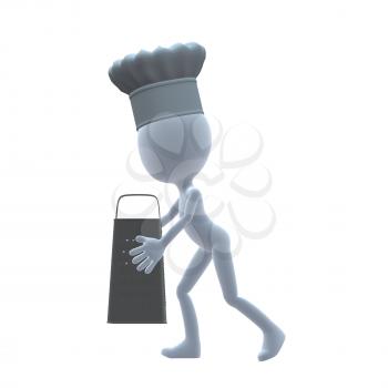 Royalty Free Clipart Image of a Chef Holding a Grater