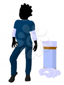 Royalty Free Clipart Image of a Girl Doctor Beside Pills