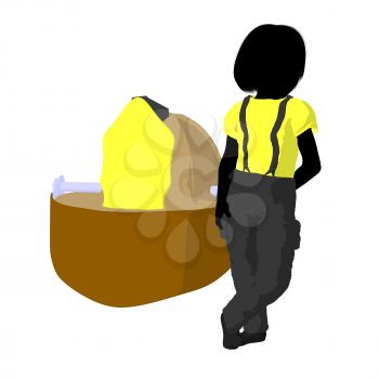 Royalty Free Clipart Image of a Girl Beside a Helmet