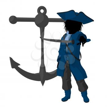 Royalty Free Clipart Image of a Little Pirate With an Anchor