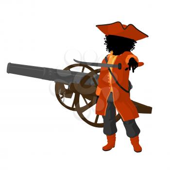 Royalty Free Clipart Image of a Girl Pirate With a Cannon